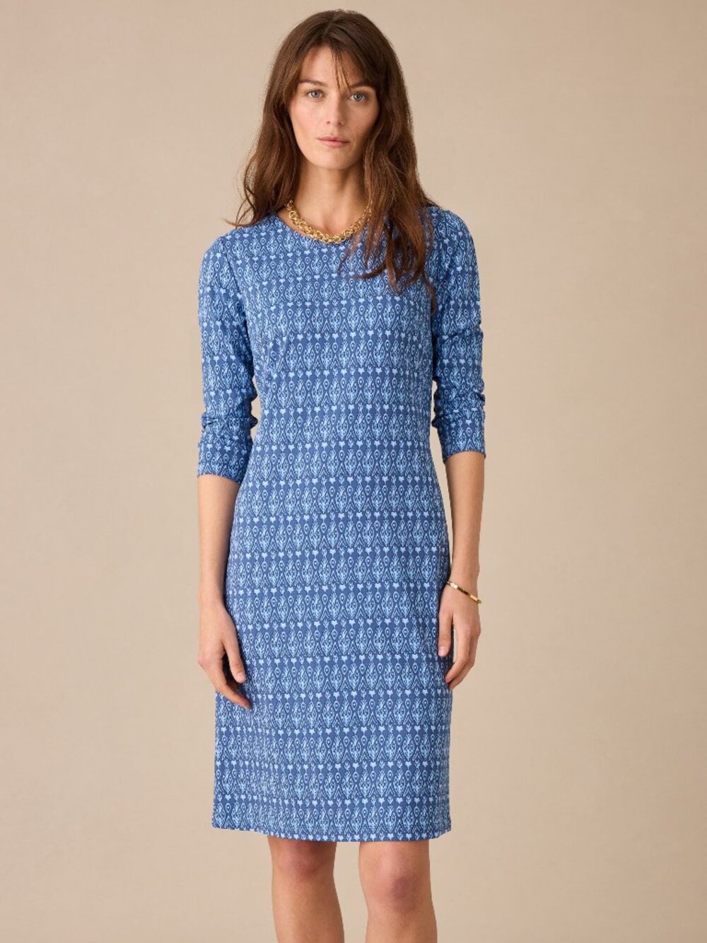 J McLaughlin Sophia Dress in Neo Jewel Ikat - Navy/Blue NEW